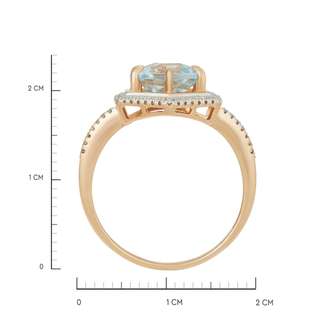 Кольцо из золота 585 пробы c топазом и бриллиантами, Л 4609 1513 за 34320