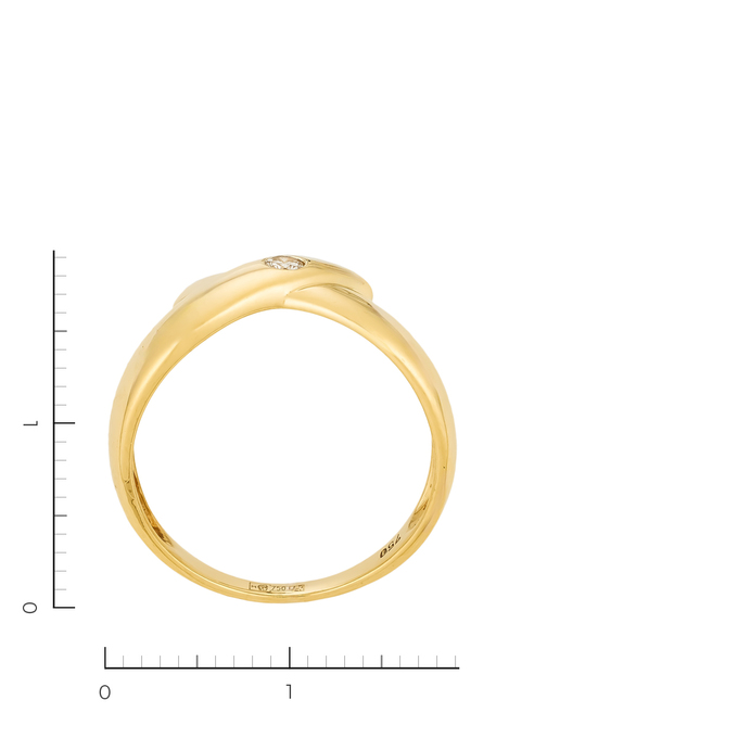 Кольцо из желтого золота 750 пробы c 1 бриллиантом, Л 3309 1386 за 24200