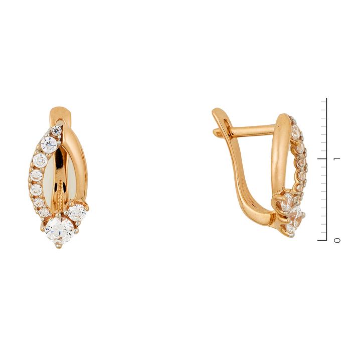 Серьги из красного золота 585 пробы c фианитами