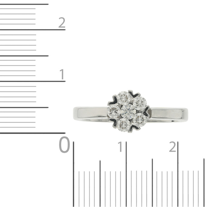 Кольцо из белого золота 585 пробы c 6 бриллиантами