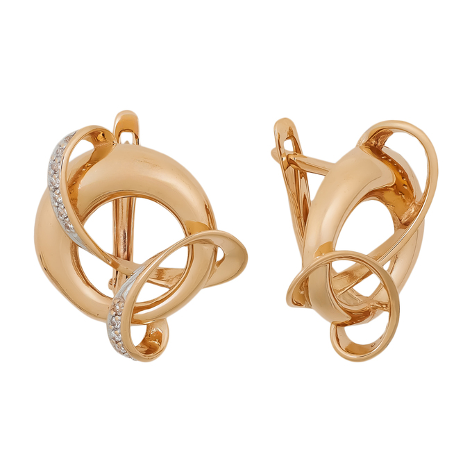 Серьги из золота 585 пробы c 24 фианитами