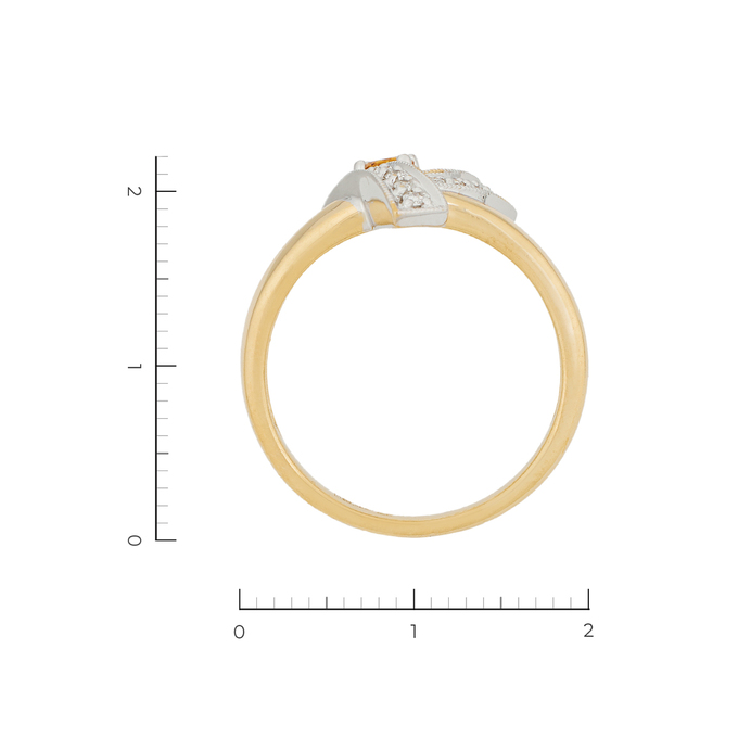 Кольцо из комбинированного золота 585 пробы c 1 цитрином и 11 бриллиантами, Л 7302 4192 за 27540