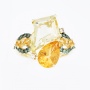 Кольцо из желтого золота 585 пробы c 2 бриллиантами и 6 цитринами и 22 гранатами Л11139976 фото 2
