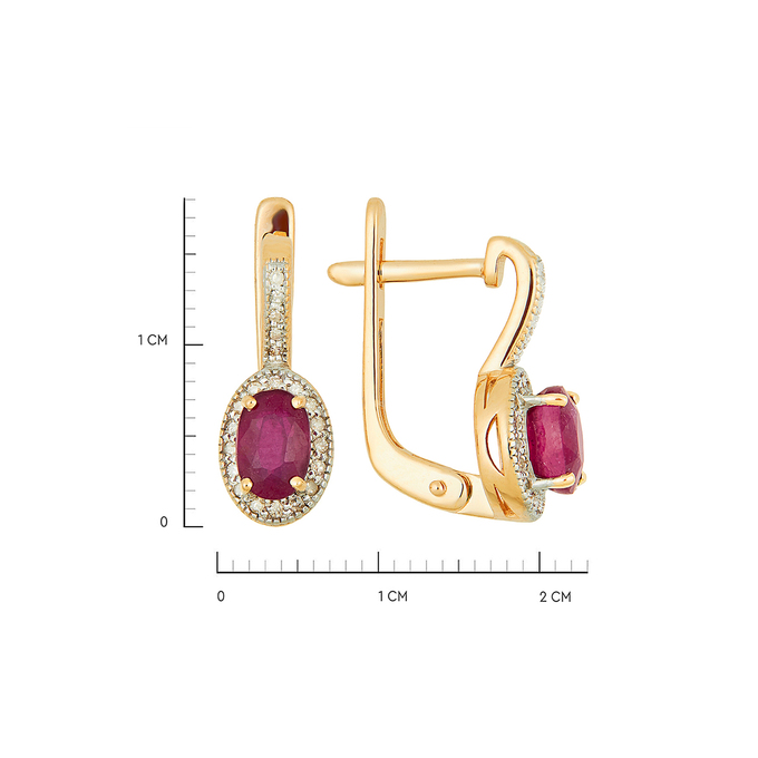 Серьги из золота 585 пробы c облагороженными рубинами и бриллиантами, Л 0408 7310 за 65120