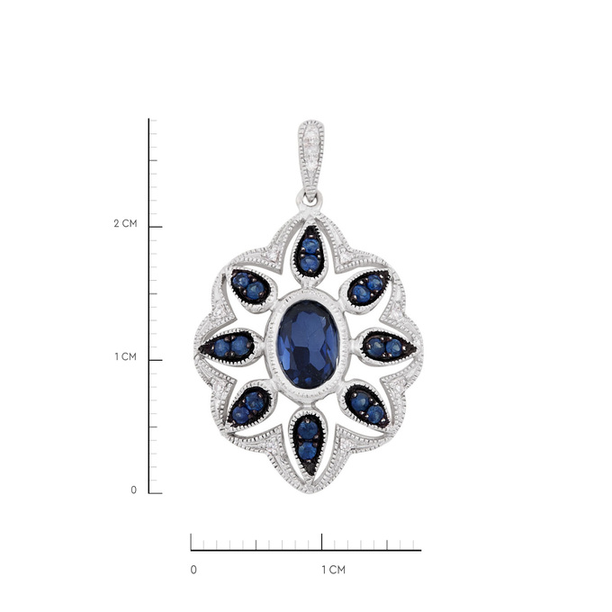 Подвеска из золота 585 пробы c сапфирами, бриллиантами и синтетическим сапфиром, Л 2509 2333 за 23600