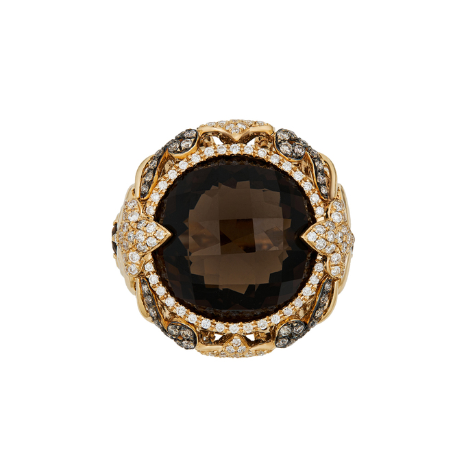 Кольцо из золота 585 пробы c раухтопазами и бриллиантами, Л 2811 9098 за 148000