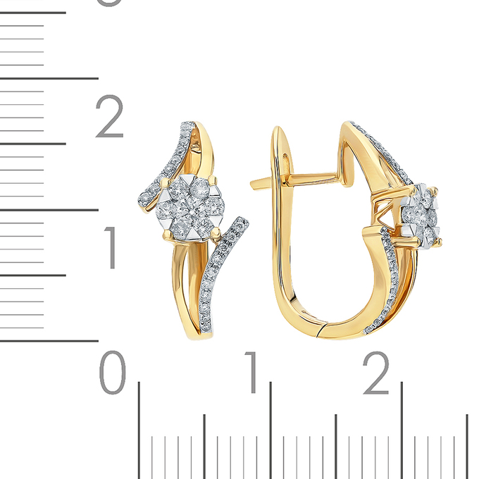 Серьги из золота 585 пробы c бриллиантами