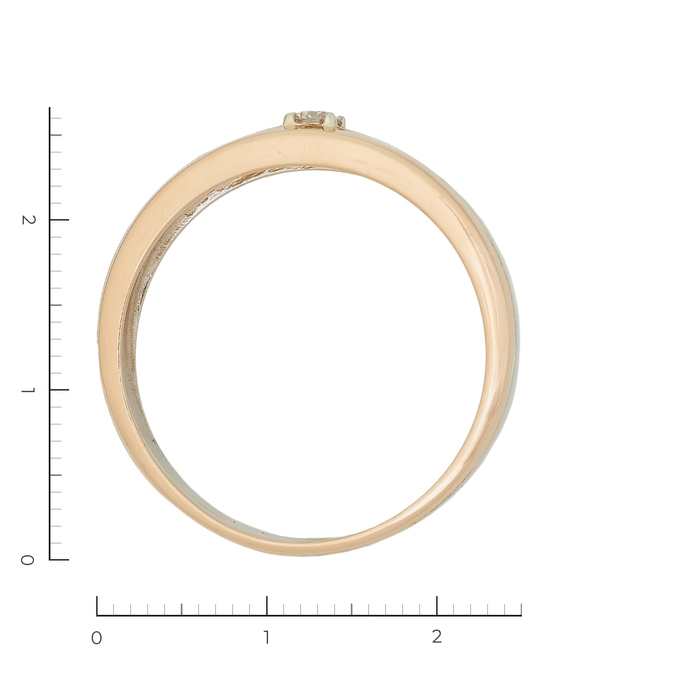 Кольцо из комбинированного золота 585 пробы c 1 бриллиантом