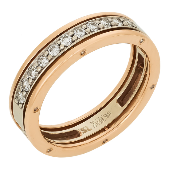 Кольцо из комбинированного золота 585 пробы c 23 бриллиантами, Л45072005 за 38800