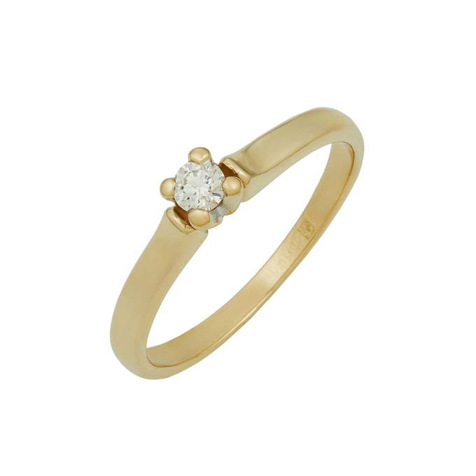 Кольцо из золота 585 пробы c бриллиантом