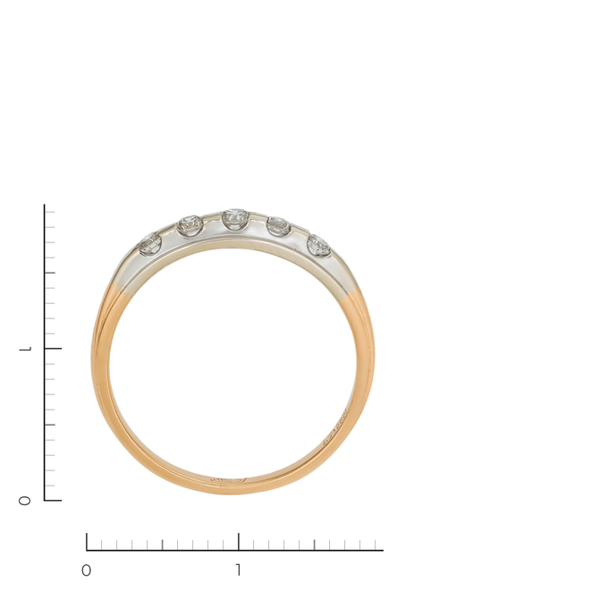 Кольцо из комбинированного золота 585 пробы c 5 бриллиантами, Л 7501 2472 за 25550