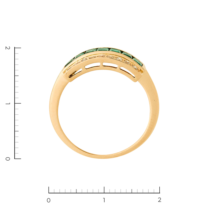 Кольцо из золота 585 пробы c 18 бриллиантами и 7 изумрудами, Л 2809 1821 за 54120