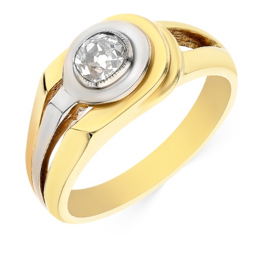 Кольцо из комбинированного золота 585 пробы c 1 бриллиантом 050576 фото 1