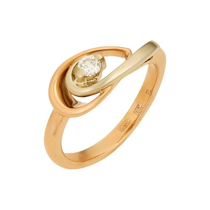 Кольцо из золота 585 пробы c бриллиантом, Л 5703 7892 за 55920