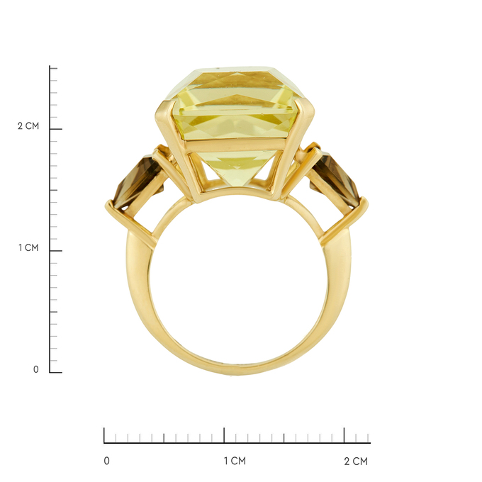 Кольцо из золота 585 пробы c цитрином и раухтопазами, Л 2812 2830 за 110000