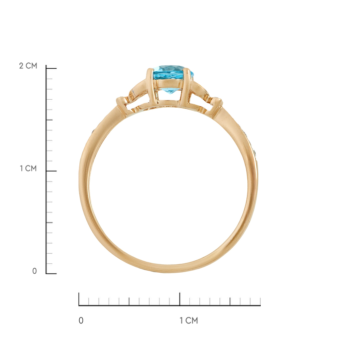 Кольцо из золота 585 пробы c топазом и бриллиантами, Л 5104 2068 за 17520