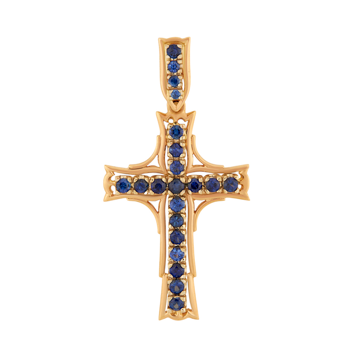 Подвеска из золота 585 пробы c диффузионными сапфирами