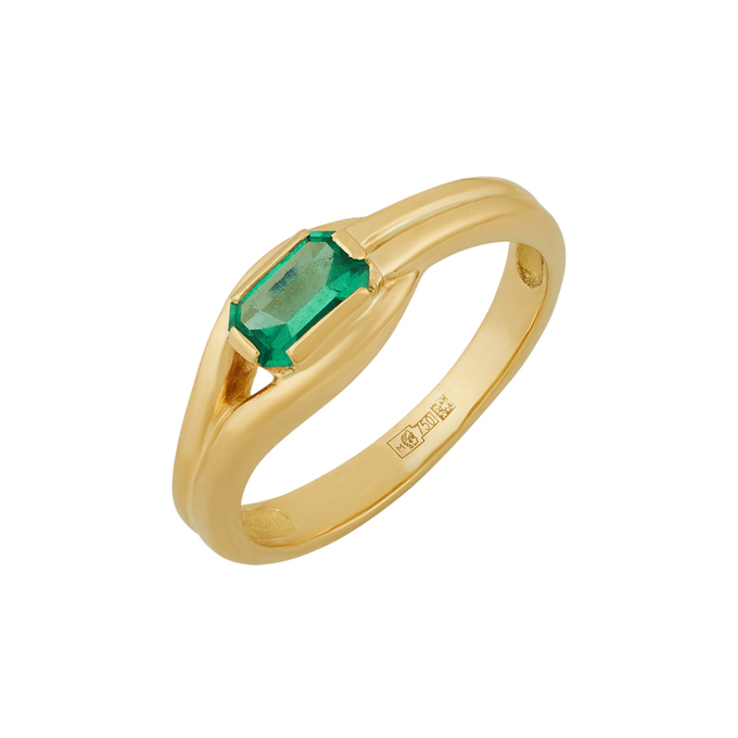 Кольцо из золота 750 пробы c изумрудом