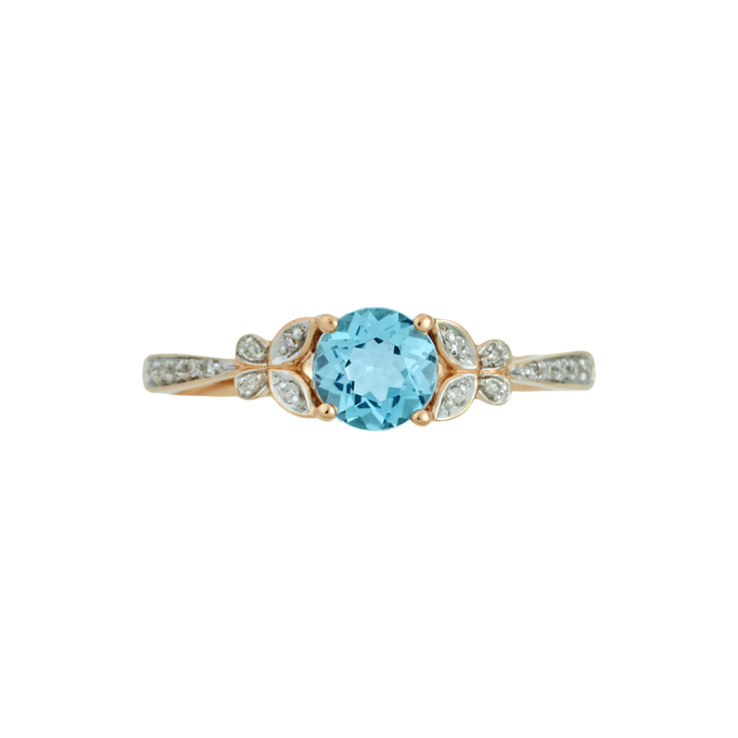 Кольцо из золота 585 пробы c топазом и бриллиантами, Л 5104 2068 за 17520