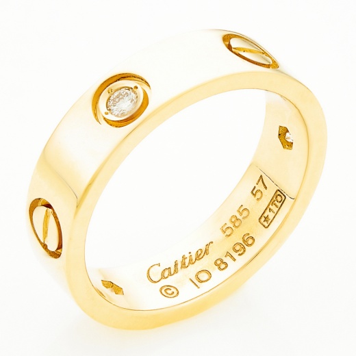 Кольцо из желтого золота 585 пробы c 3 бриллиантами Л11145273 фото 1