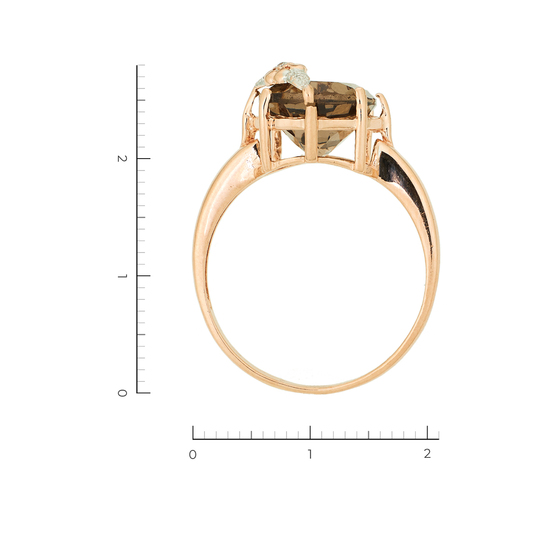 Кольцо из комбинированного золота 585 пробы c 1 бриллиантом и 1 раухтопазом, Л43059781 за 20720
