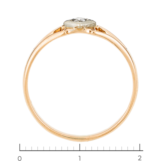 Кольцо из комбинированного золота 585 пробы c 1 бриллиантом, Л28084908 за 10250