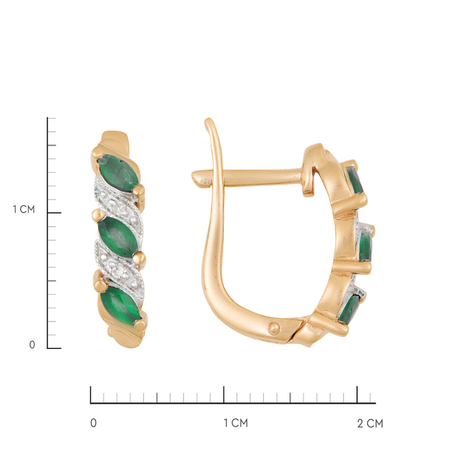 Серьги из золота 585 пробы c изумрудами и бриллиантами, Ц О003 2162 за 46000