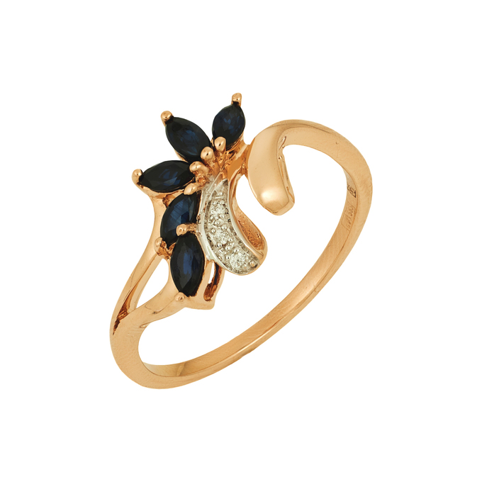 Кольцо из золота 585 пробы c сапфирами и бриллиантами, Л 6602 7264 за 35920