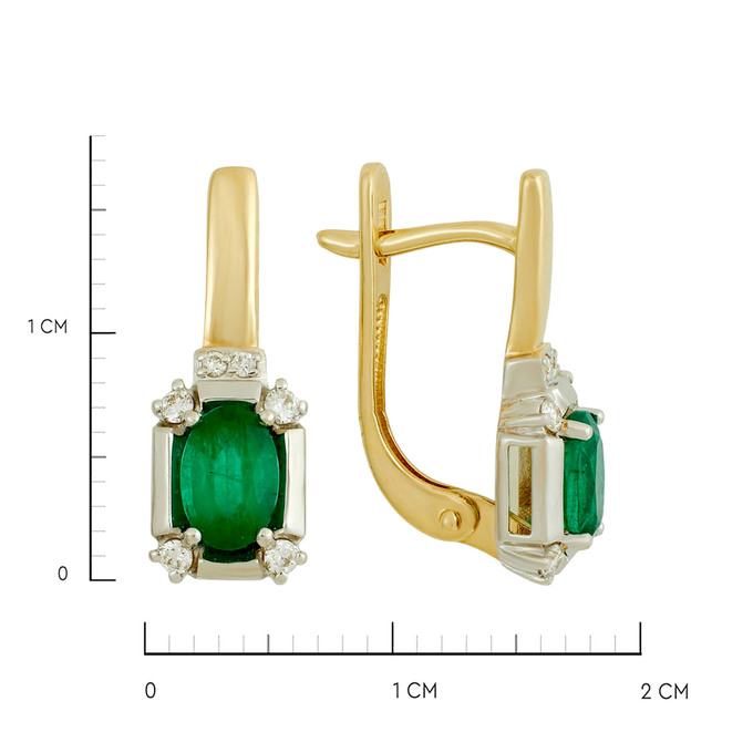 Серьги из золота 585 пробы с изумрудами и бриллиантами, Ц О007 4410 за 60000