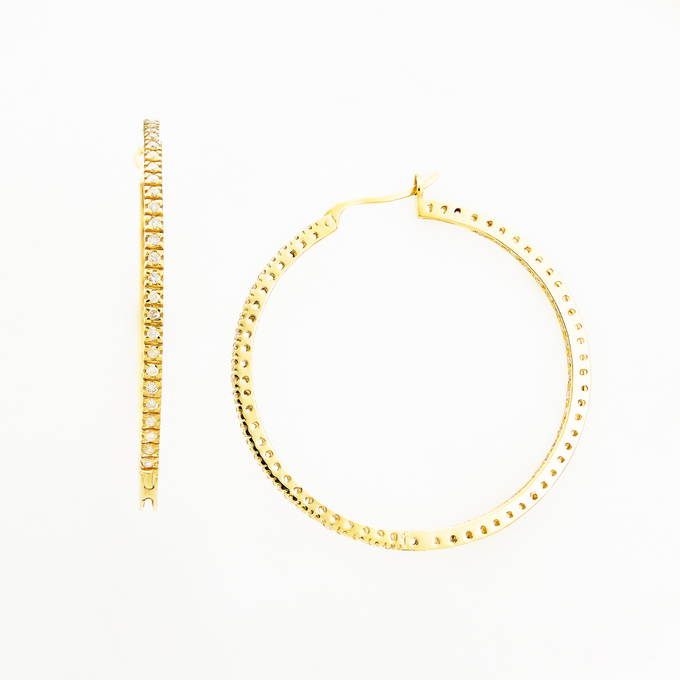 Серьги из желтого золота 750 пробы c 102 бриллиантами