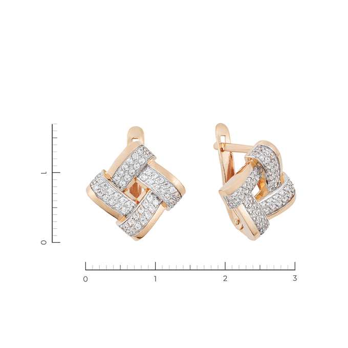 Серьги из красного золота 585 пробы c 112 фианитами