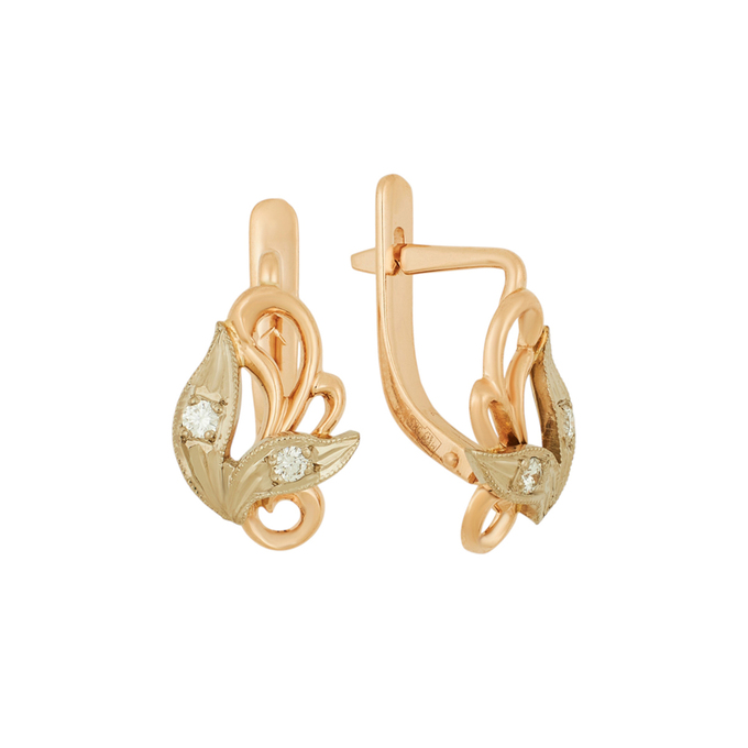 Серьги из золота 585 пробы c бриллиантами