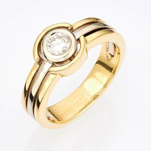 Кольцо из комбинированного золота 585 пробы c 1 бриллиантом Л35050089 фото 1