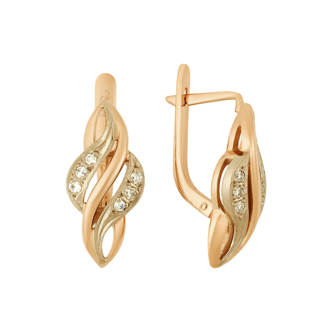 Серьги из золота 585 пробы c бриллиантами