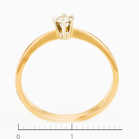 Кольцо из комбинированного золота 585 пробы c 1 бриллиантом, Л61019966 за 7750