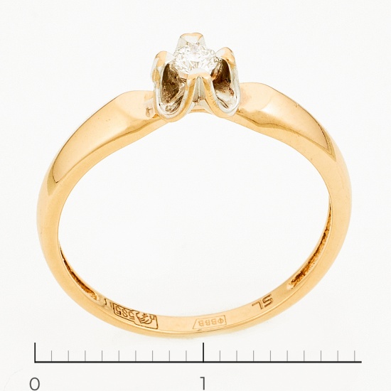 Кольцо из комбинированного золота 585 пробы c 1 бриллиантом, Л46064295 за 10500