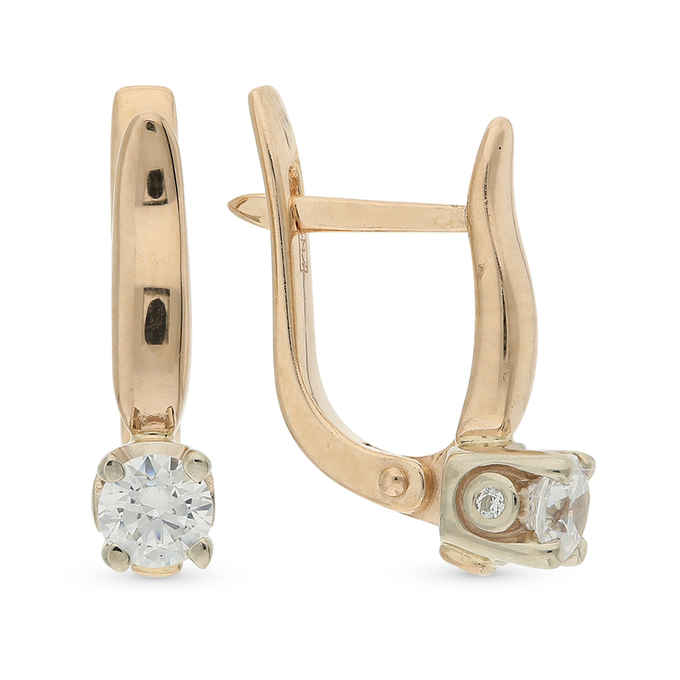 Серьги из золота 585 пробы c фианитами