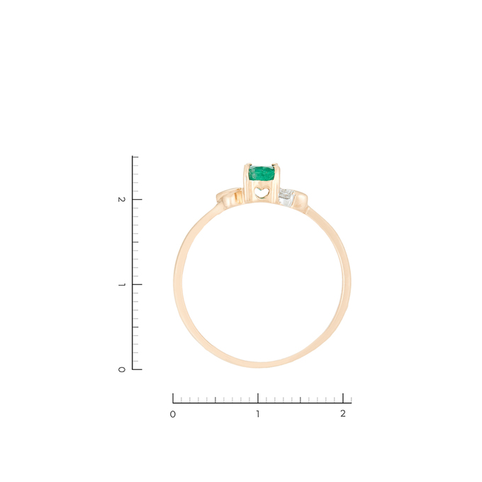 Кольцо из золота 585 пробы c 1 изумрудом и 2 бриллиантами, Л 2810 5239 за 23120