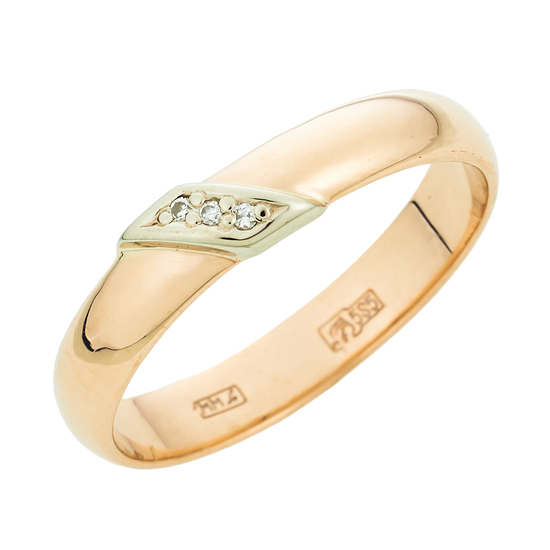 Кольцо из комбинированного золота 585 пробы c 3 бриллиантами, Л70003785 за 13455