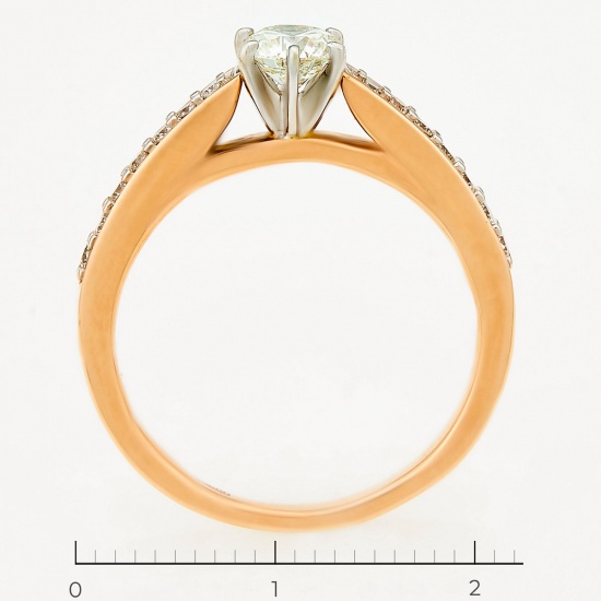 Кольцо из комбинированного золота 585 пробы c 15 бриллиантами, Л23142595 за 78365