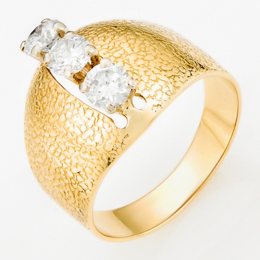 Кольцо из желтого золота 750 пробы c 3 бриллиантами Л48021014 фото 1