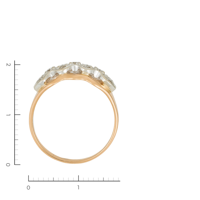 Кольцо из комбинированного золота 585 пробы c 11 бриллиантами, Л 4709 0949 за 32720