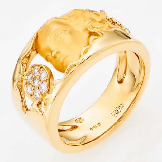 Кольцо из желтого золота 750 пробы c 7 бриллиантами Л28067671 фото 1