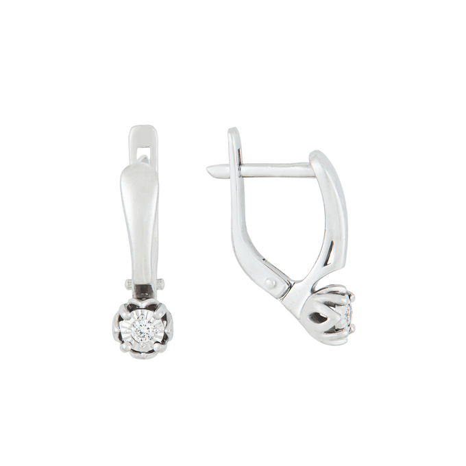 Серьги из золота 585 пробы c 2 бриллиантами, Л 1911 5801 за 28400