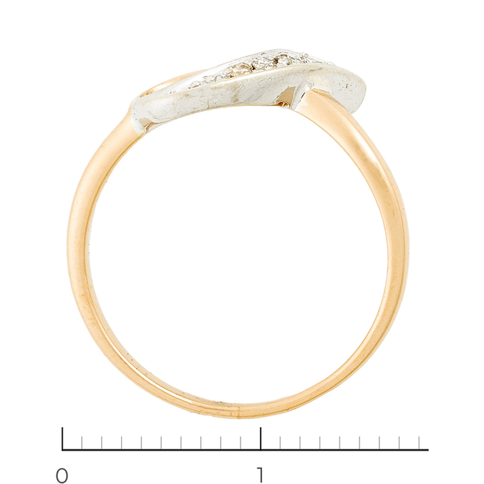Кольцо из комбинированного золота 585 пробы c 4 бриллиантами
