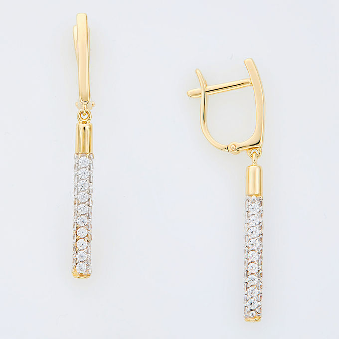 Серьги из золота 585 пробы c фианитами