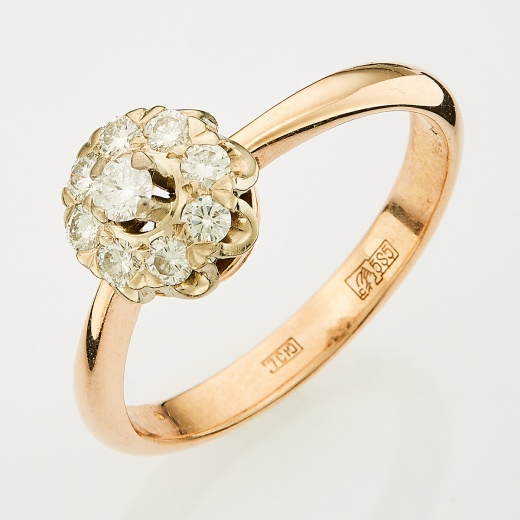 Кольцо из комбинированного золота 585 пробы c 9 бриллиантами Л33077667 фото 1