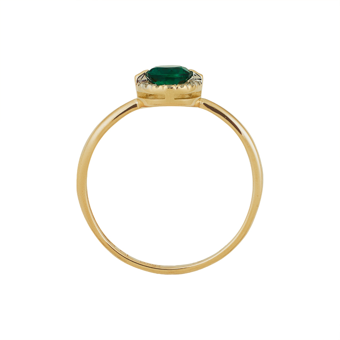 Кольцо из золота 585 пробы c бриллиантами и синтетическим изумрудом, Л 2415 4455 за 19120