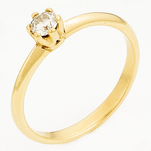 Кольцо из желтого золота 585 пробы c 1 бриллиантом Л57029092 фото 1