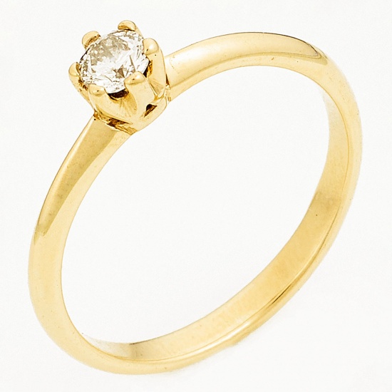 Кольцо из желтого золота 585 пробы c 1 бриллиантом, Л57029092 за 8450